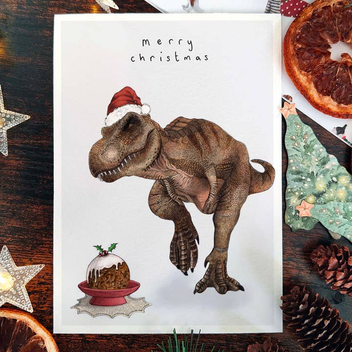 Kaart T-Rex Christmas