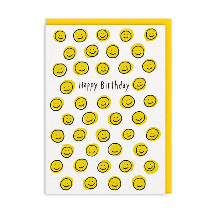 Kaart Happy Birthday Yellow Smiley
