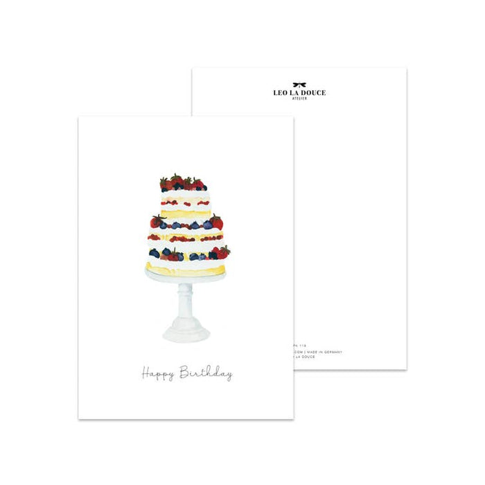 Gâteau de joyeux anniversaire à carte postale | Une enveloppe