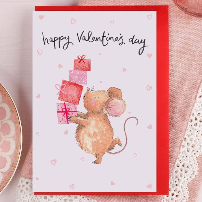 Carte Bonne Saint-Valentin | Souris avec cadeaux