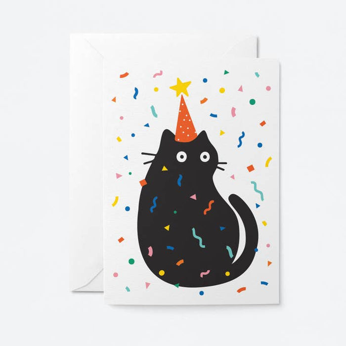 Confettis de chats de fête de carte