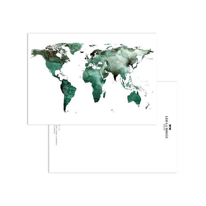 Kaart World Map Green | Met Envelop