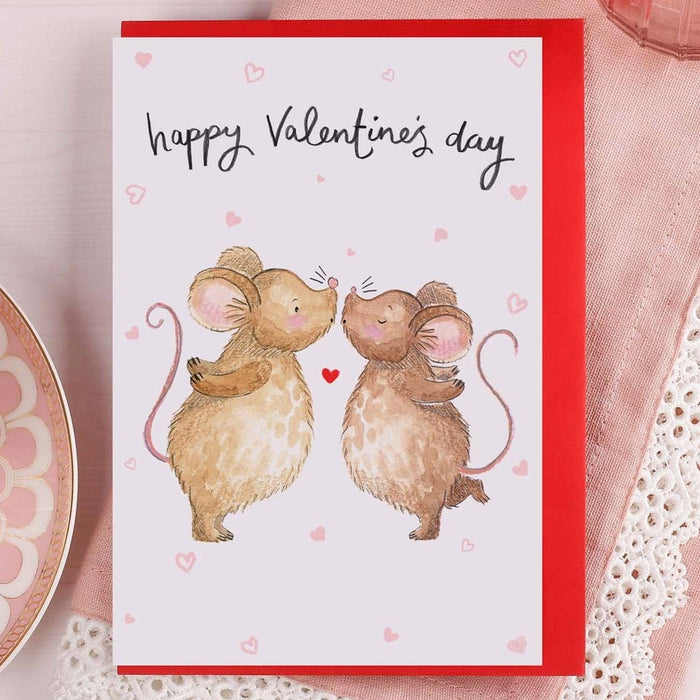 Carte Bonne Saint-Valentin | Des souris s'embrassant