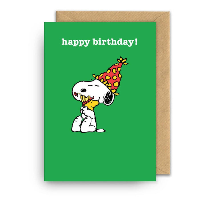 Carte Joyeux anniversaire! Chapeau d'anniversaire Snoopy