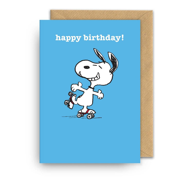 Carte Joyeux anniversaire! Patiner Snoopy