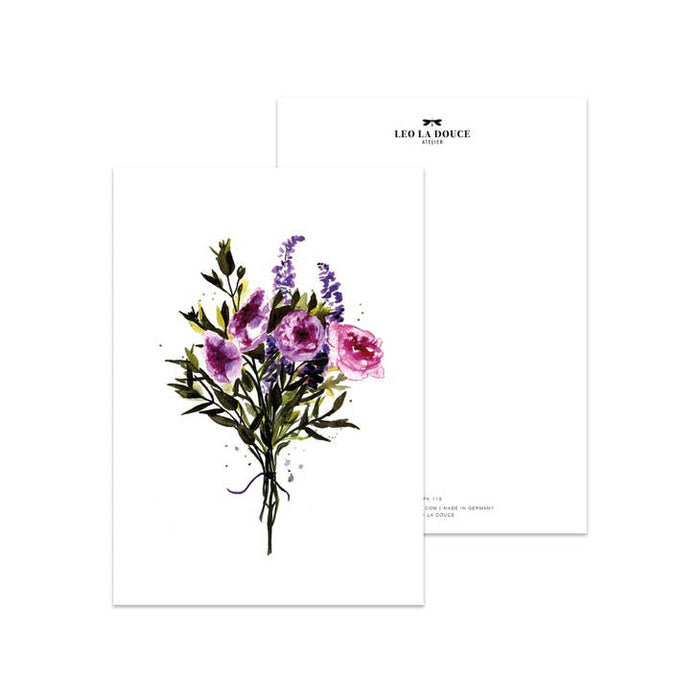 Bouquet violet de carte postale | Une enveloppe